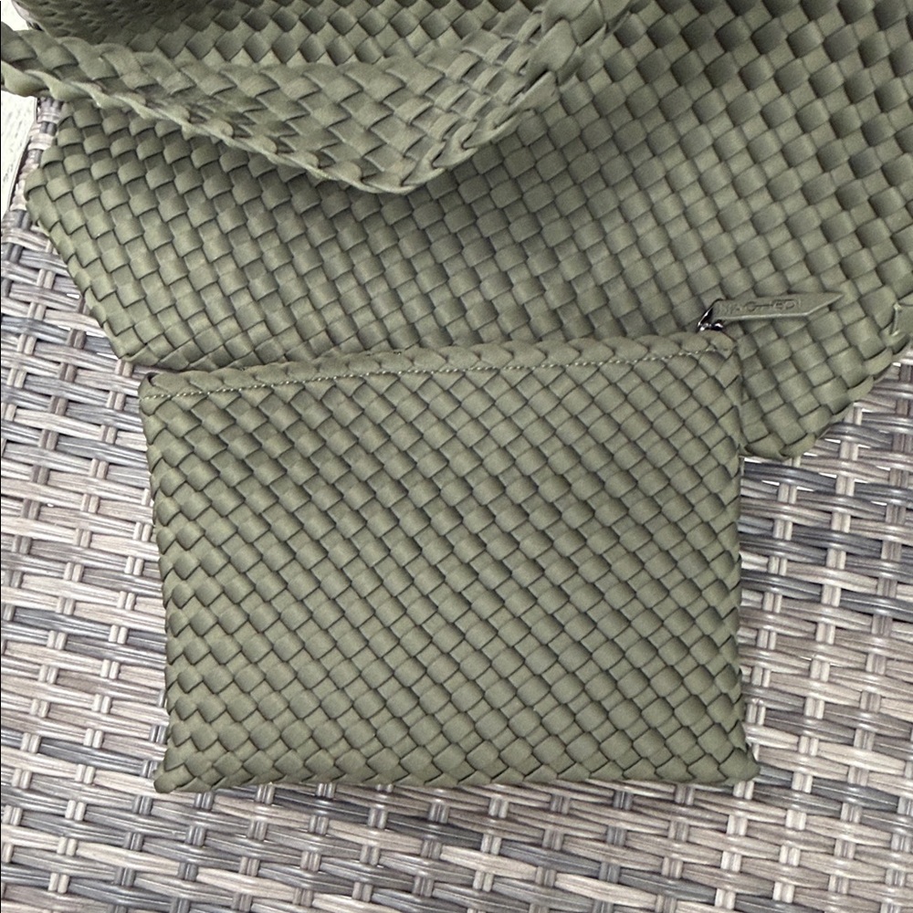 NAGHEDI Olive Green Woven Shoulder HOBO Bag with Pouch - Women Bags - Picture 4 of 4